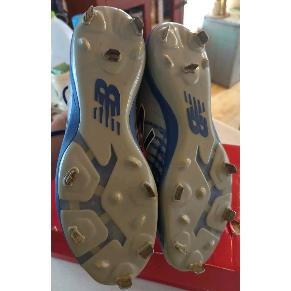 New Balance Baseball Cleats Men's Gray &‎ Blue Pre-Owned Size 12.5